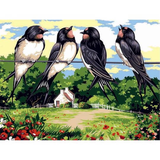 Seg De Paris The Swallows Printed Tapestry Needlepoint Canvas
